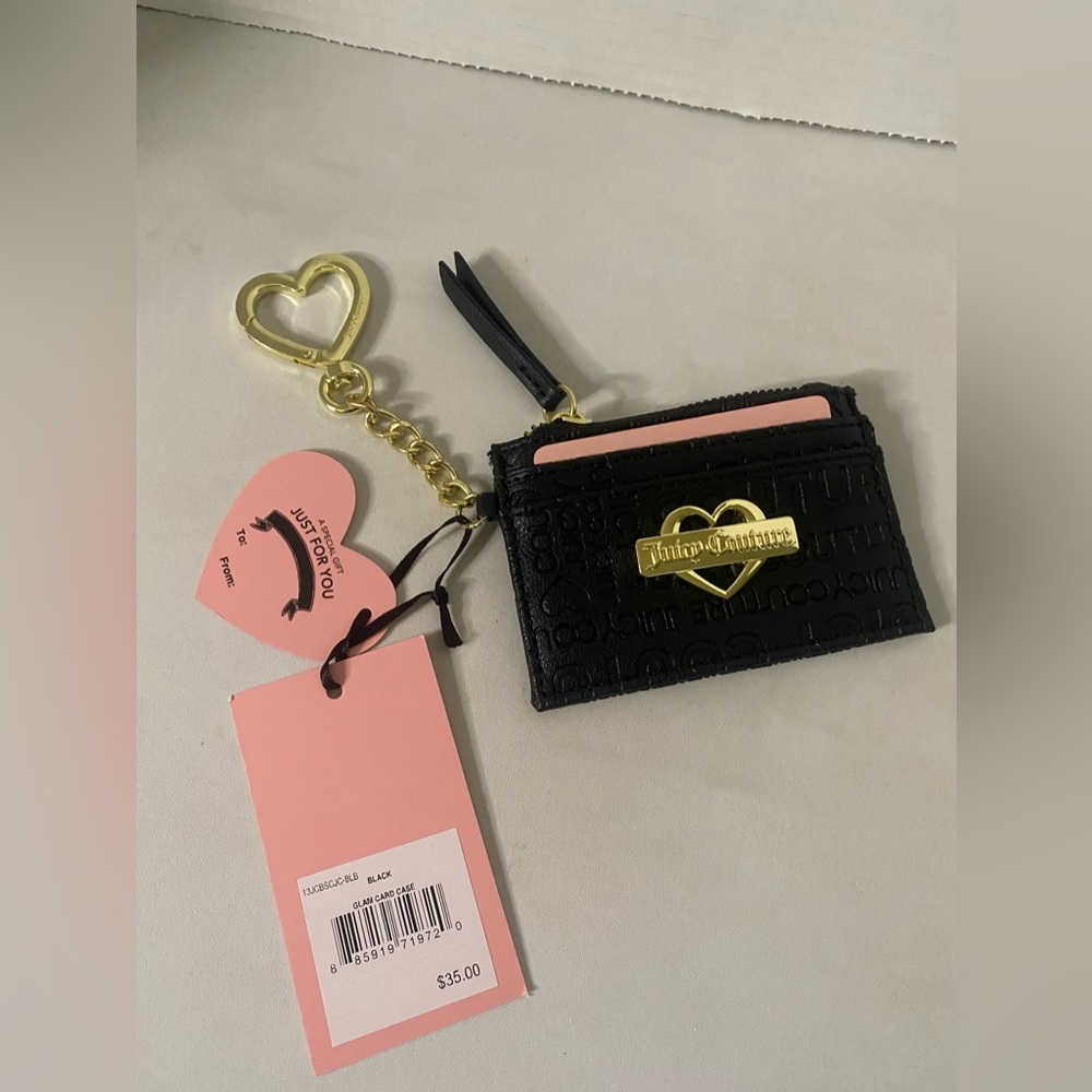 Nwt. Juicy Couture Black Glam Card Case